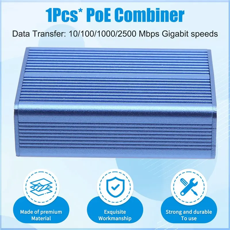

AU61-PS4848A 2.5Gigabit Poe Combiner 12-60VDC Injector Splitter For IP Cameras Voip Phones 2500Mbps Poe Combiner 100W