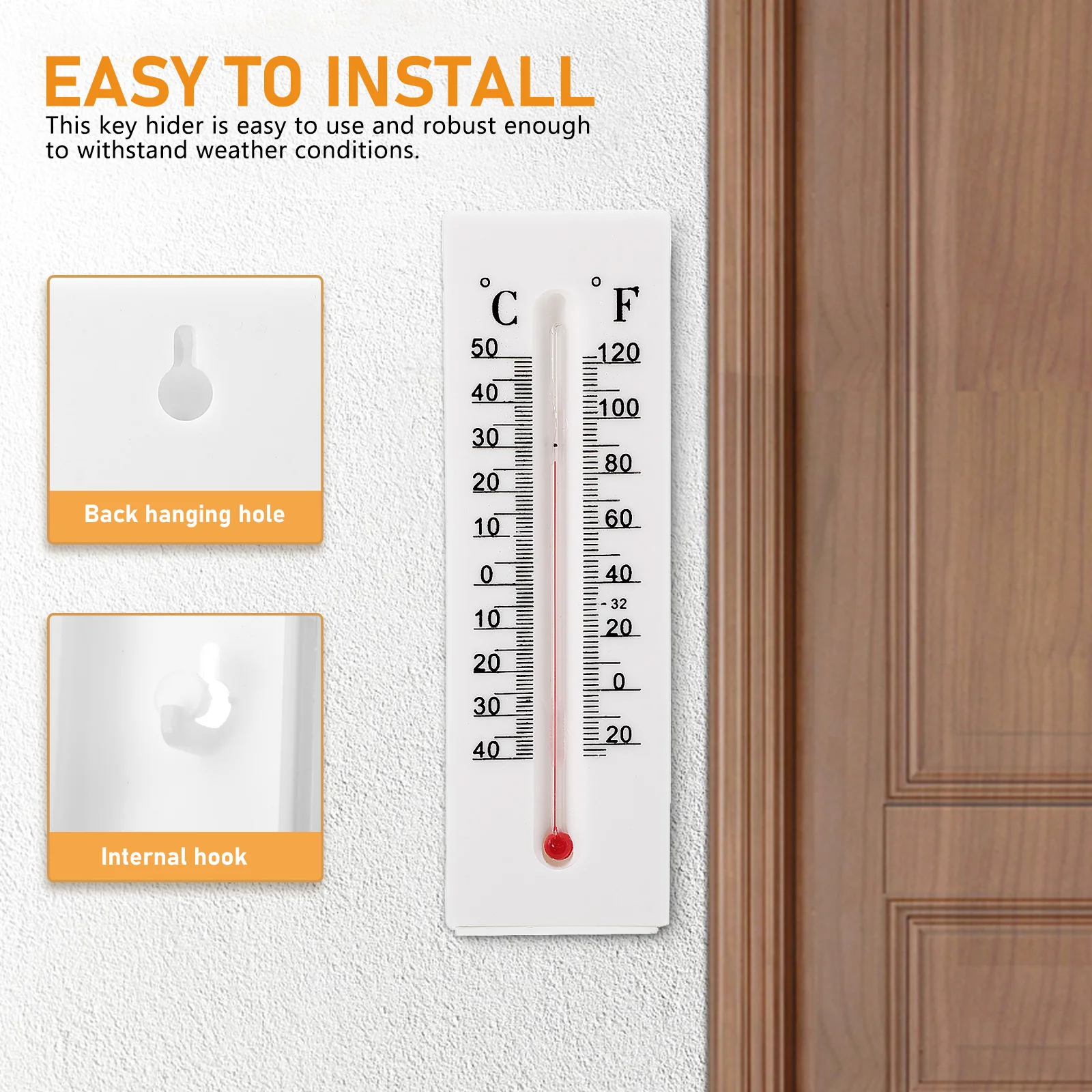 Key Decorator Hider Storage Decorative Outdoor Thermometer For Outside Office Wall