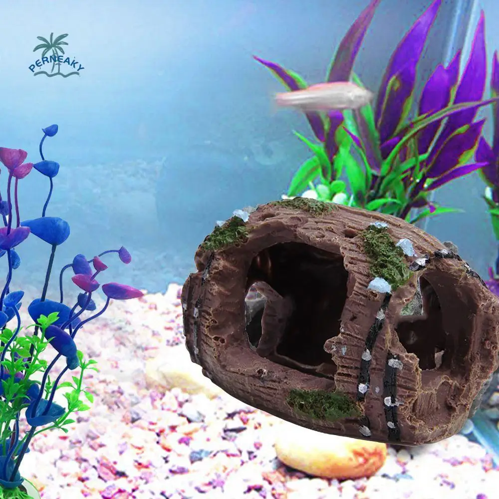 

Vintage Resin Background Cave Landscaping Fish Hideout Broken Barrel Fish Tank Decorations Handicrafts Aquarium Ornament