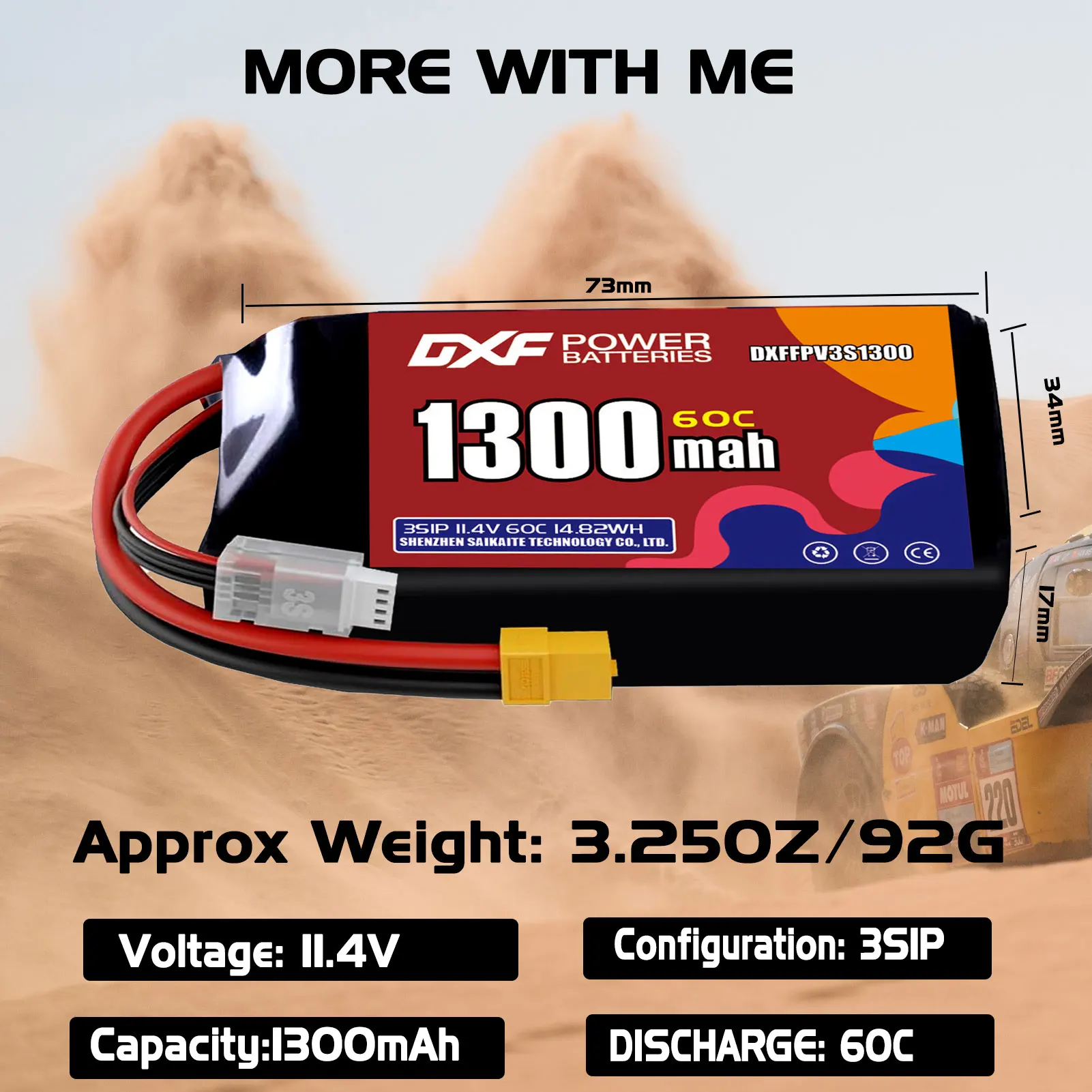 Bateria DXF Lipo 3S 11.4V 1700mAh 1550mAh 1300mA 1100mAh 380mAh 11.1V 350mAh 60C XT30 XT60 JST Plug para FPV Quadcopter Drone