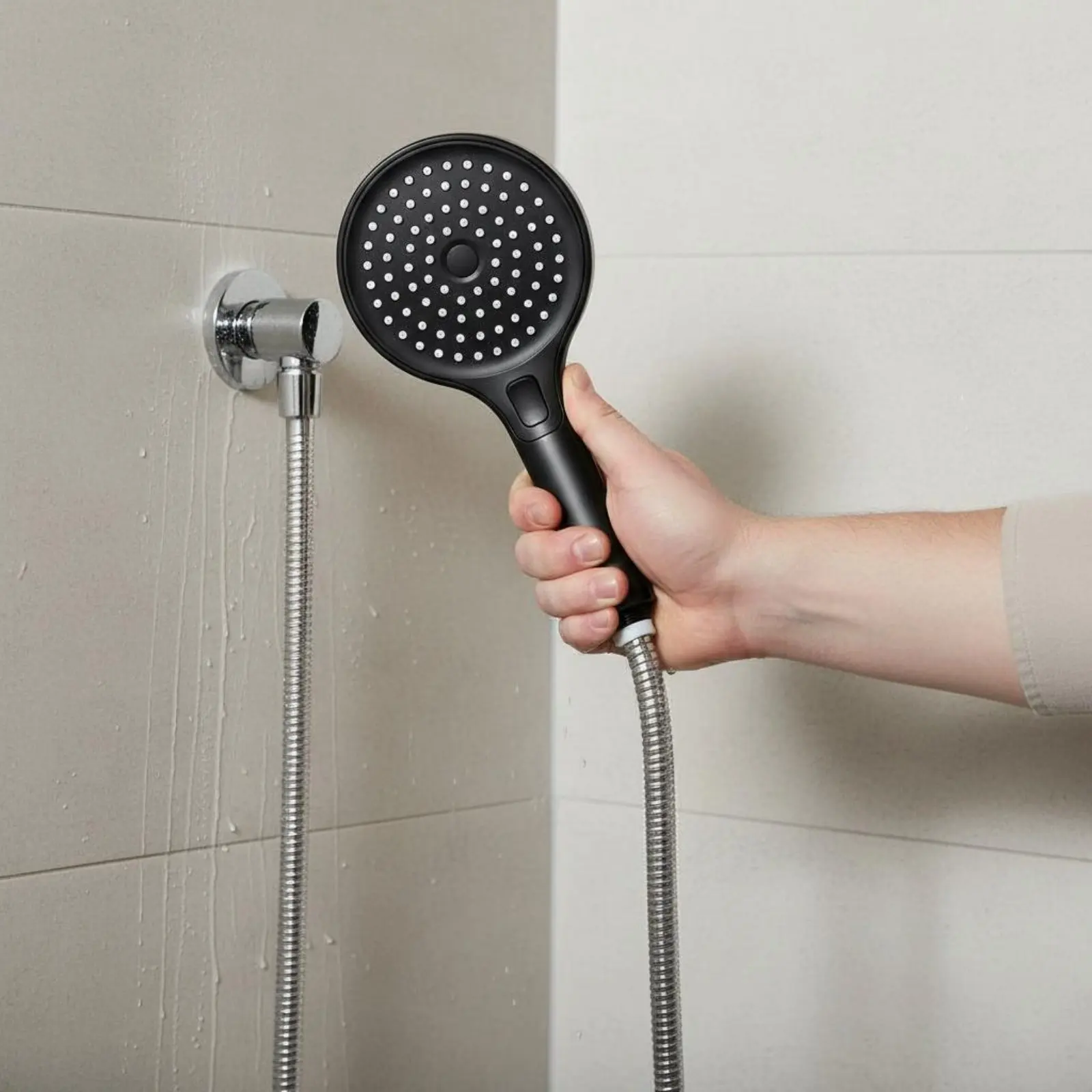 

High Pressure Shower Head Single-Button Button 3-Mode Handheld Shower Head Bathroom Fixture Clog-Resistant Nozzles Easy to Clean