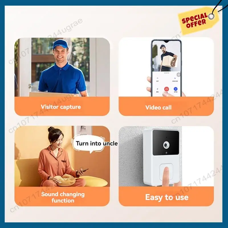 

-A15I видео беспроводной умный дверной звонок комплект Wi-Fi видео дверной звонок камера ночного видения двустороннее аудио облачное хранилище безопасный дверной звонок