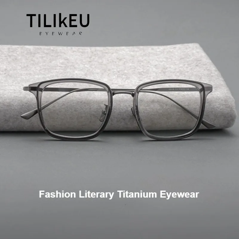 

Новая крупногабаритная титановая оправа для очков 03005, ультралегкая, прозрачно-серая, с защитой от синего света, квадратная, с широким ободком, для мужчин, для коррекции близорукости