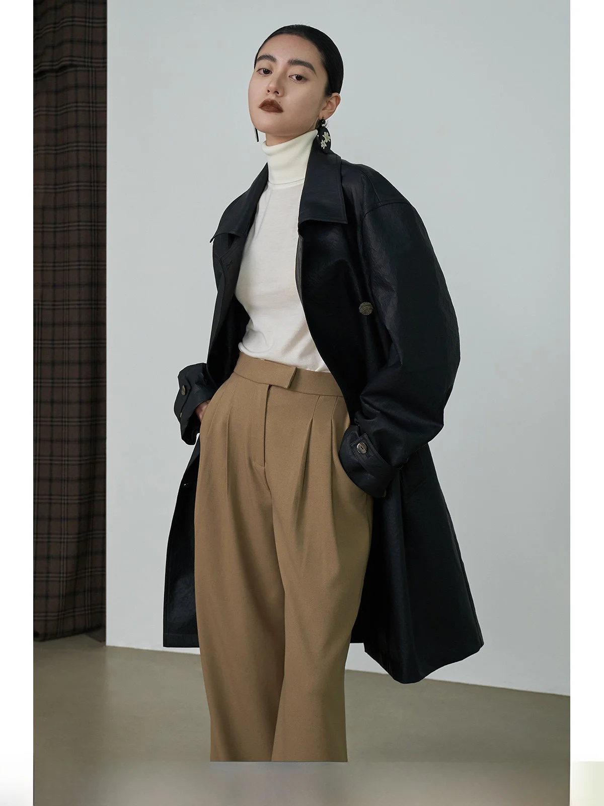 

Softmoon Odor High Waist Wide Leg Straight Leg Pants Pleated Drapey Loose Fit Formal Trousers for Women Commute Style