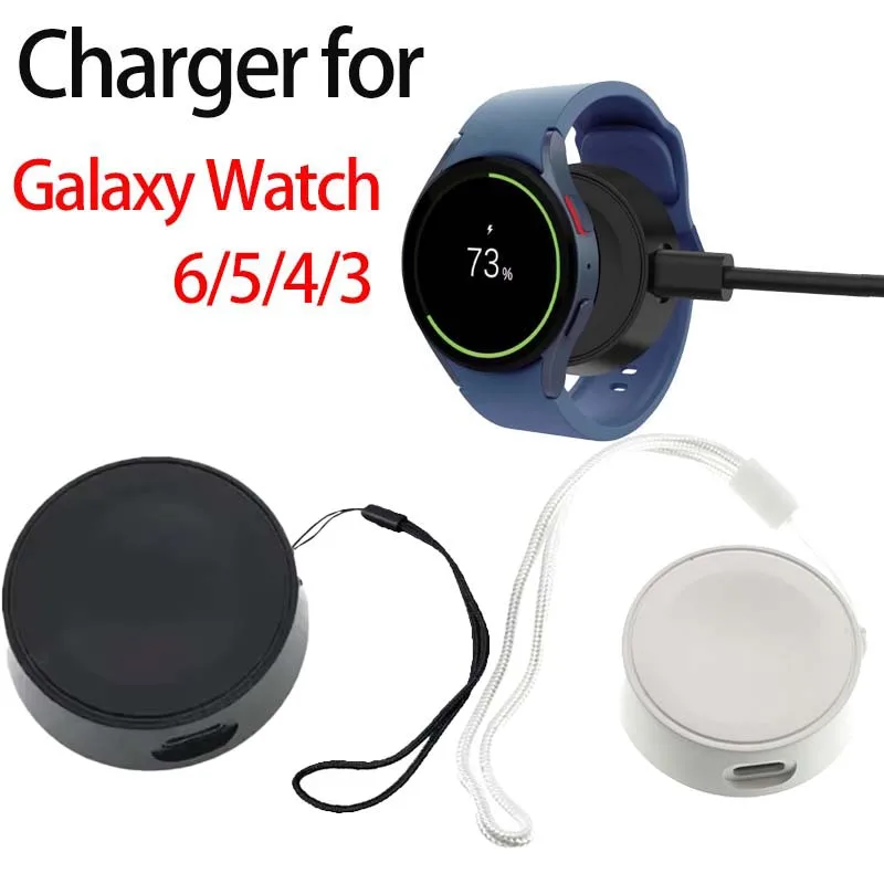 Mini Watch Wireless Charger Type C Cable Keychain Pad for Samsung Galaxy Watch 7 6 5 Classic Pro 4 3 Active 2 Fast Charging Dock