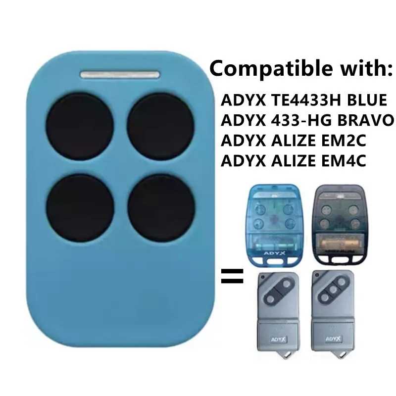 ADYX ALIZE EM2C / ALIZE EM4C Garage Door Remote Control Replacement ADYX TE4433H BLUE / 433-HG BRAVO Garage Door Opener 433mhz