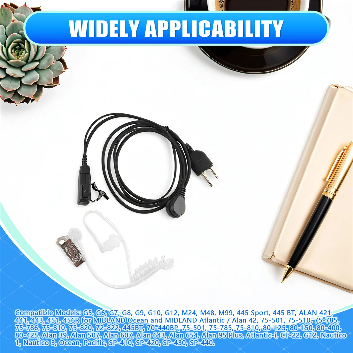 Наушники с воздушной звуковой трубкой и микрофоном для рации Midland Alan GXT G6 G7 G8 G9 75-810 GXT650 LXT80, беспроводные наушники Rich