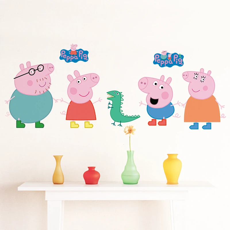 Cartoon Peppa Pig Wall Stickers For Kids Room Living Room Bedroom Kindergarten Wall Decoration Anime Poster Stickers view 3