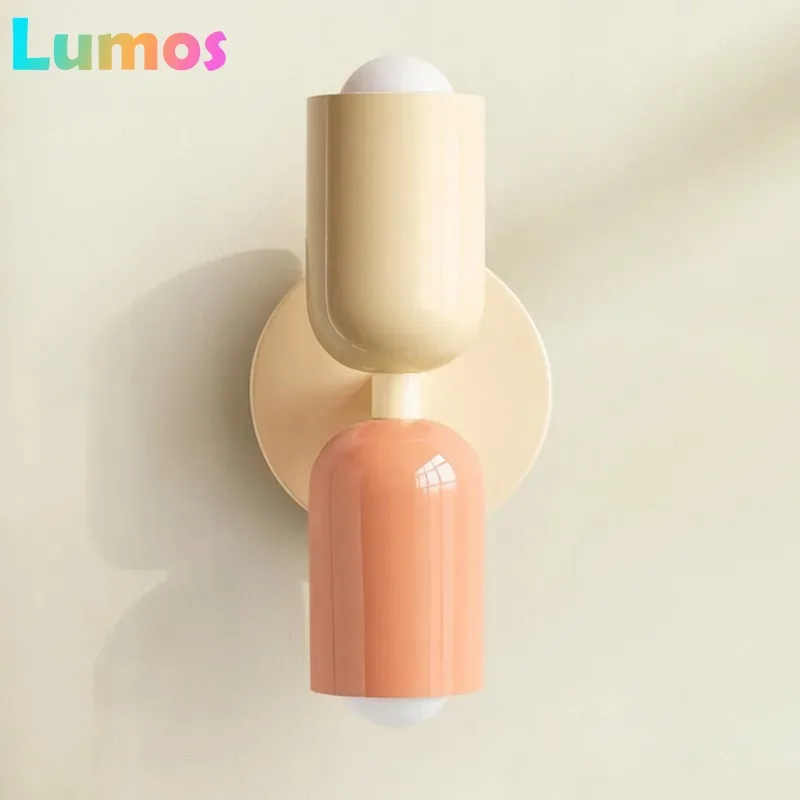 

Nordic LED Wall Lamps Modern Minimalist Cream Double Head Lights for Living Room Bedroom Bedside Study Indoor Decoration Fixture