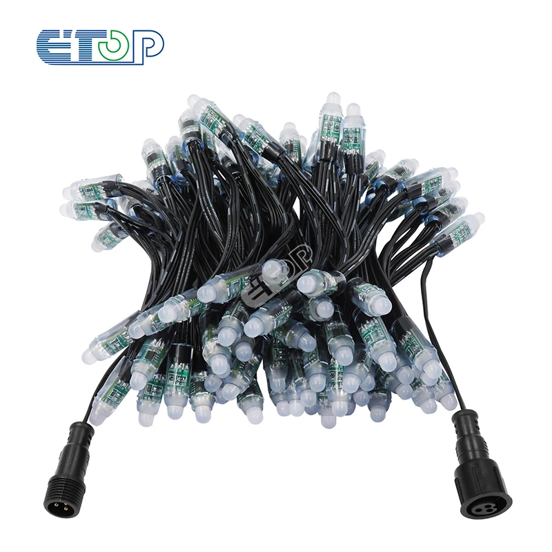 12V WS2811 LED Pixel String Lights with Xconnect waterproof pigtail 12mm Bullet Pixel Nodes RGB Addressable Pixel Nodes