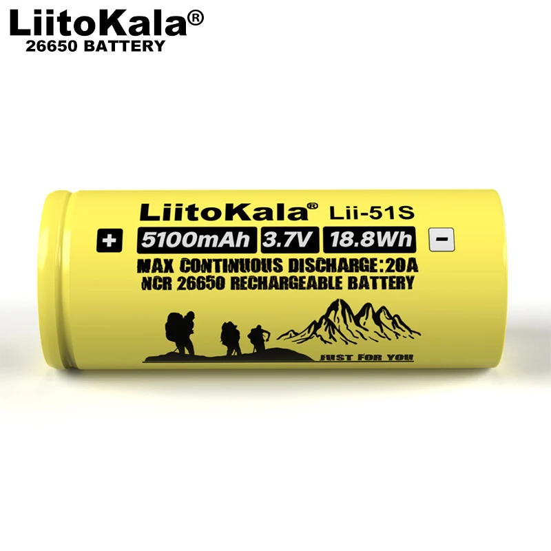 1-12PCS Liitokala LII-51S 26650 20A power rechargeable lithium battery 26650A 3.7V 5100mA Suitable for flashlight