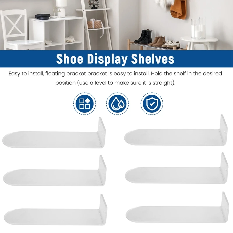 【CLEARANCE】Floating Shoe Display Shelves For Wall Mount Set Of 8,Clear Acrylic Floating Shelves For Showcase Sneaker Collection