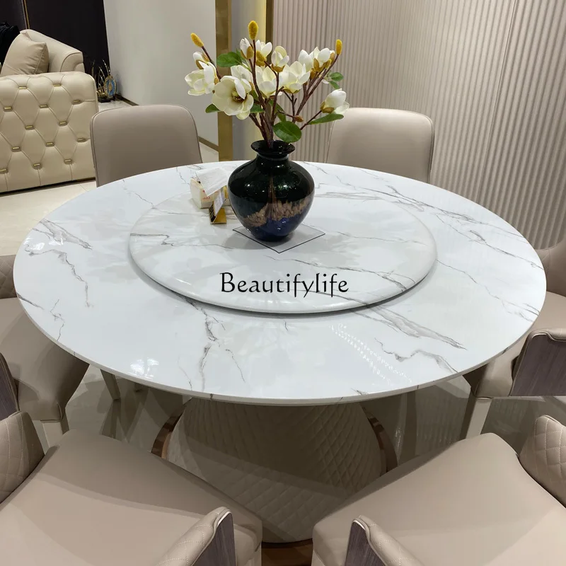 

Italian dining table and chair combination minimalist marble surface dining table chair