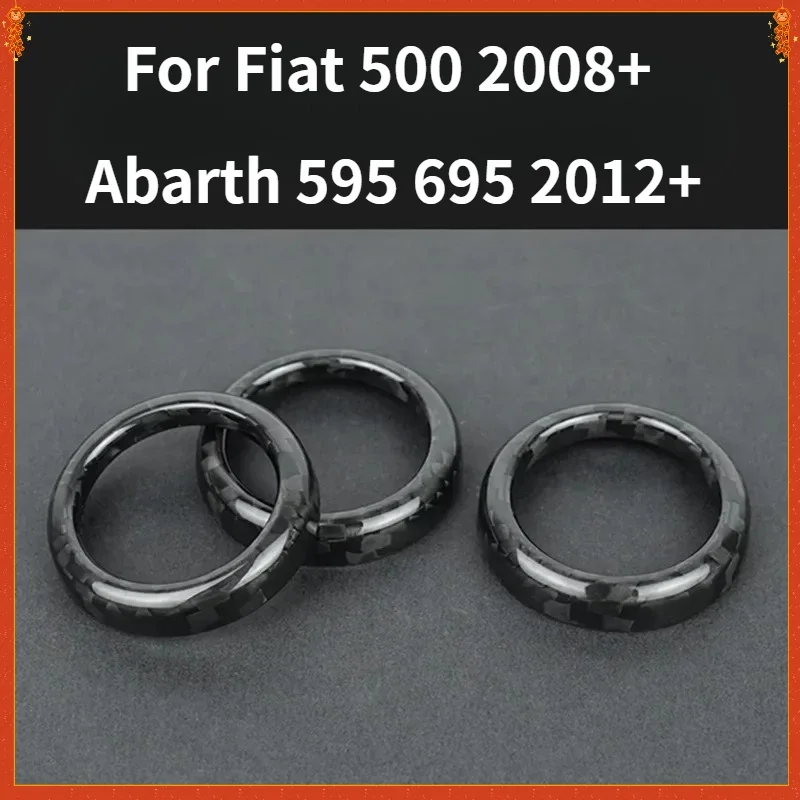 

For Fiat 500 2008+ Abarth 595 695 2012+ Real Dry Carbon Fiber Interior Dashboard Instrument Panel Switch Button Cover Ring Trim