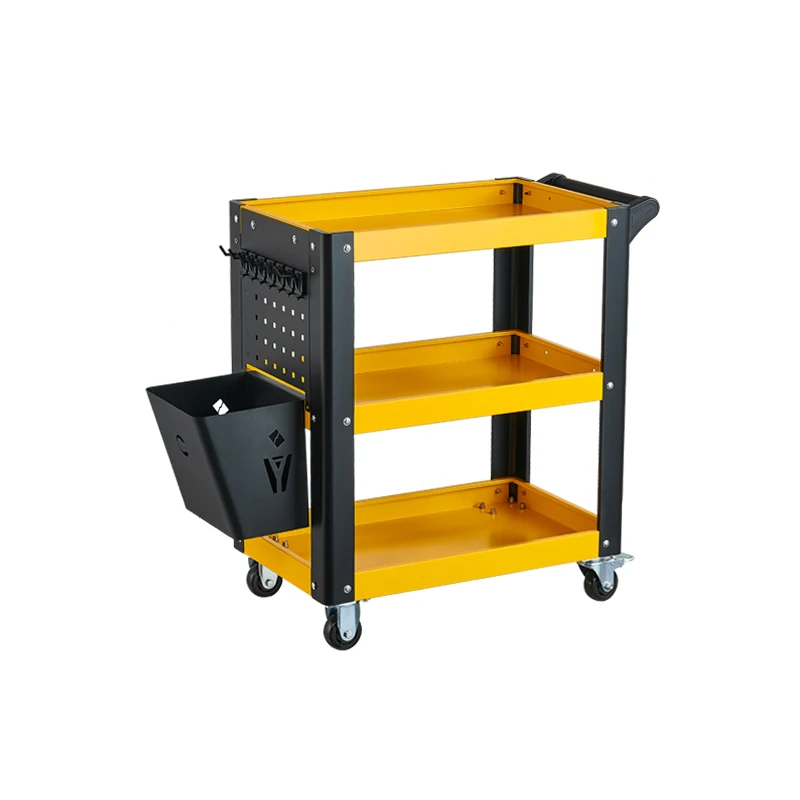 

Трехслойная тележка для инструментов для мастерской с корзинами для хранения, многофункциональный сверхмощный аксессуар для верстака для обслуживания транспортных средств