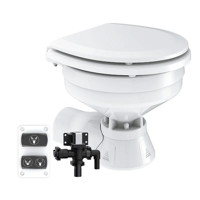 

12v 24v Quiet Flush Electric Freshwater Toilet Smart Marine Toilet 2025