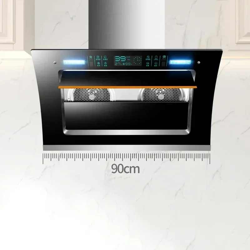 Furniture 90cm Wall Mounted Side Suction Kitchen Range Hood Intelligent Auto Cleaning Cook Hood Low Noise Exhaust