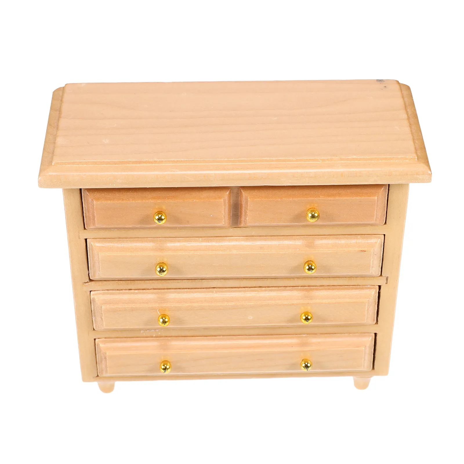 

Miniature 1:12 Scale Solid Wood Cabinet Drawers Living Room Bedroom Scenes Realistic Storage Furniture Dollhouse Accessories
