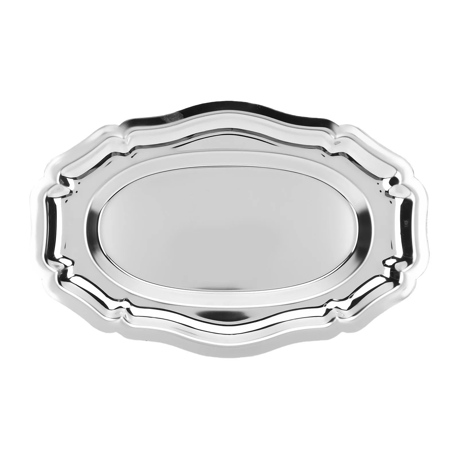 

Serving Tray 304 Stainless Steel Dessert Plate Multi Purpose Reusable Decorative Appetizer Platter for Kitchen Party Oval
