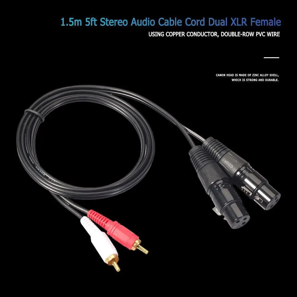 سلك كابل صوت HIFI 2 RCA إلى Dual XLR لتسجيل خلاط مضخم الصوت للميكروفون #2