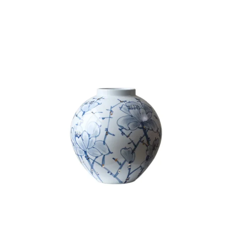 

Jingdezhen ceramic vase, blue and white porcelain new Chinese ceramic pot ornament, light luxury and high end sense, living