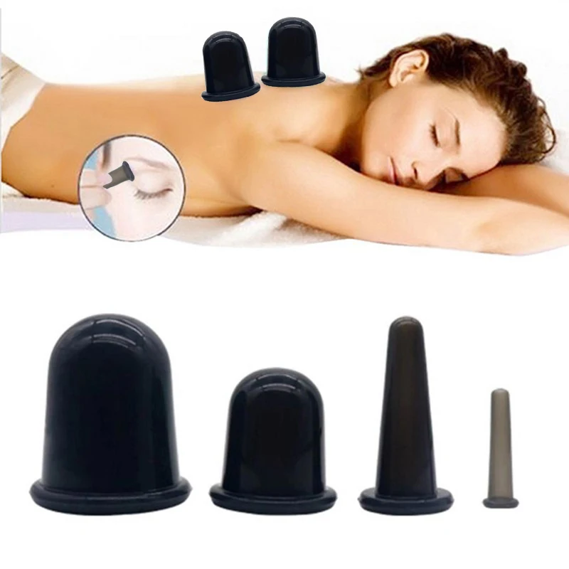 Silicone Vacuum Cupping Massage Jars Anti Cellulite Massage Facial Suction Cups Face Neck Lift Skin Scraping Guasha Anti Wrinkle