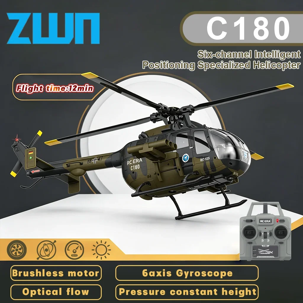 RC ERA C180 RC Helikopter 2.4G 6-Achsen-Gyroskop 6CH Höhenhaltung Optischer Fluss Bürstenloser Ferngesteuerter Helikopter Spielzeug für Kinder