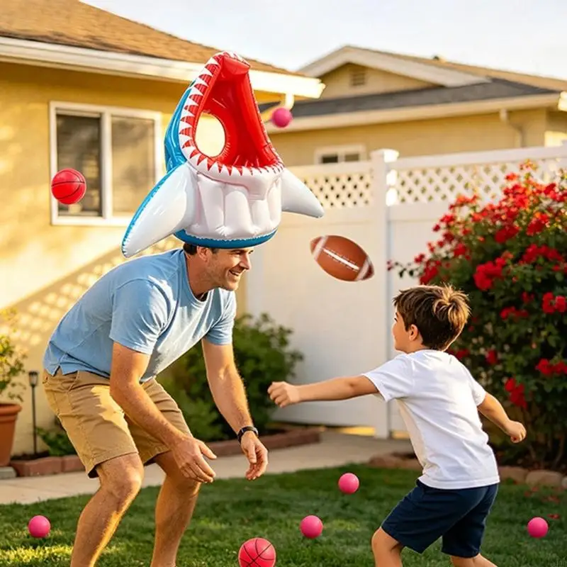 

Easter Inflatable Shark Rings Interactive Game For Water Play Quick Inflation Throwing Game Swimming Pool Toss Toy 69HD