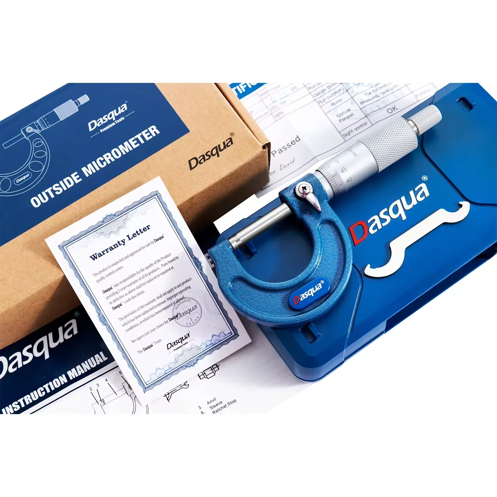 l For Dasqua 25-50mm Stainless Steel Spindle Screw Thread Mechanical Outside Micrometers