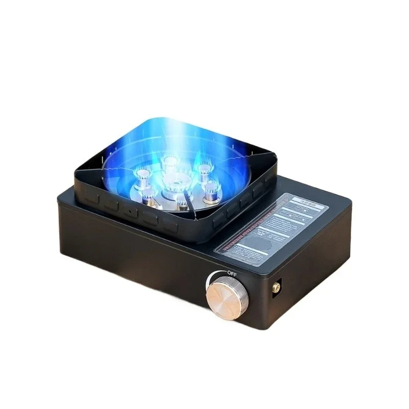 Outdoor double windproof seven-star fire cassette stove portable camping cooker card magnetic stove gas stove