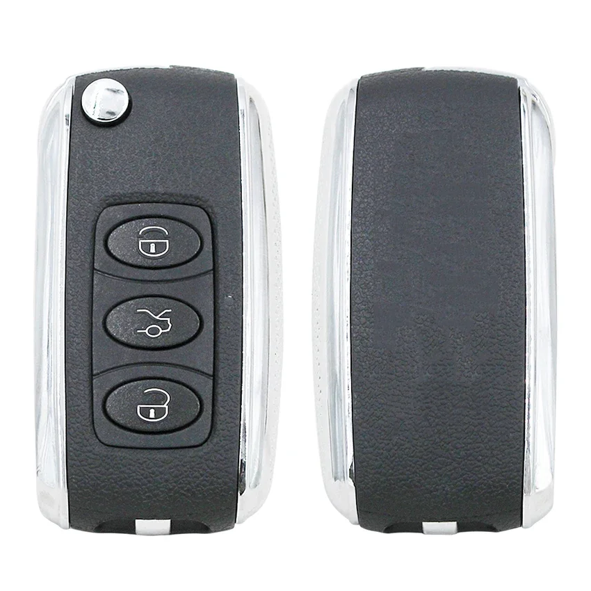 Dla Bentley Style Silver Side Modified Flip Remote Key Shell 3-przyciskowy dla B5 Remote Key Shell z nieobciętym HU66