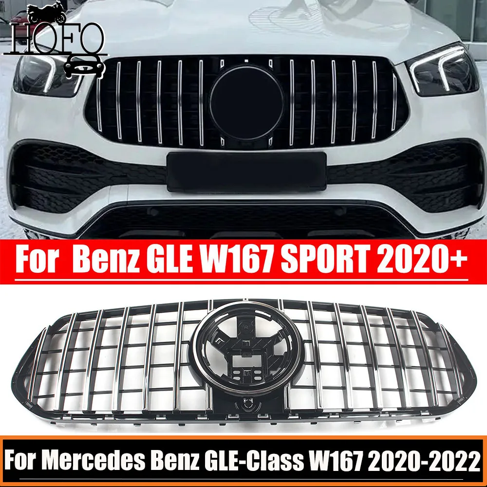 

GT Style Car Front Bumper Grille Grill With Camera Hole For Mercedes Benz GLE-Class W167 2020 2021 2022