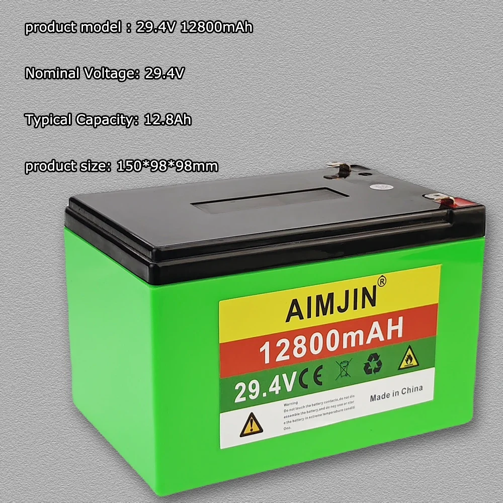 

29,4V 12800mAh high power 18650 lithium ion Battery 24V 7S4P battery pack with BMS for various tools+charger