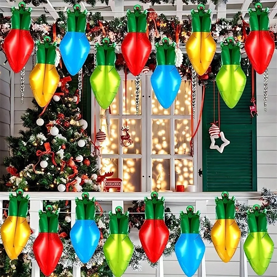 

10/20/50pcs 18inch Christmas Light Bulb Aluminum Foil Balloon Birthday Party Holiday Celebration Christmas Venue Decoration