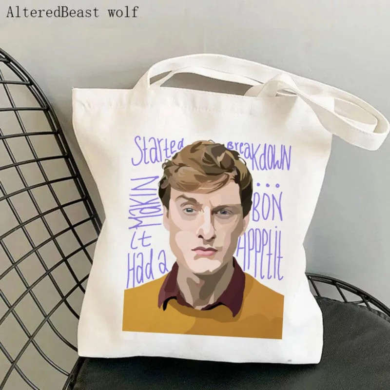 

Women Shopper bag James Acaster Printed Custom CanvasTote Bag Harajuku Shopping Canvas Shopper Bag girl Tote Shoulder Bag