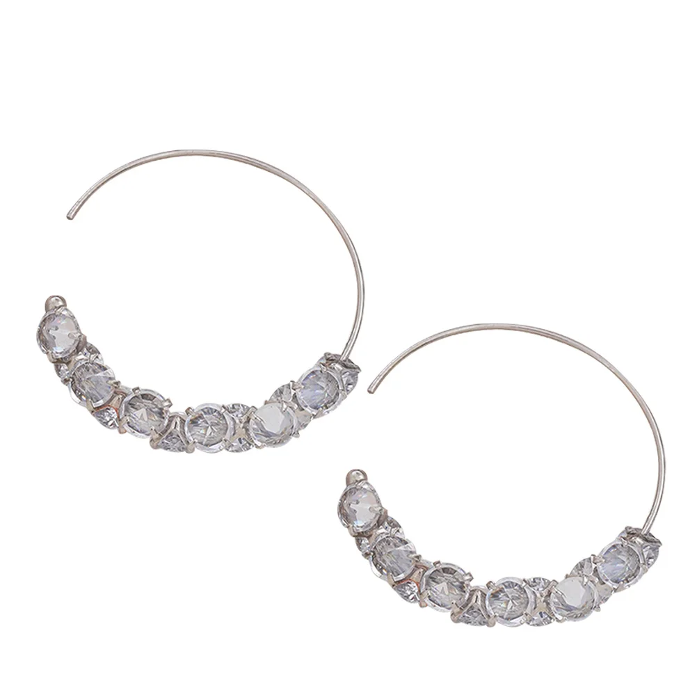 

1Pair Rhinestone Hoop Earrings Elegant Large Geometric Circle Shape Earrings Summer Party Jewelry Women Women Jewelry