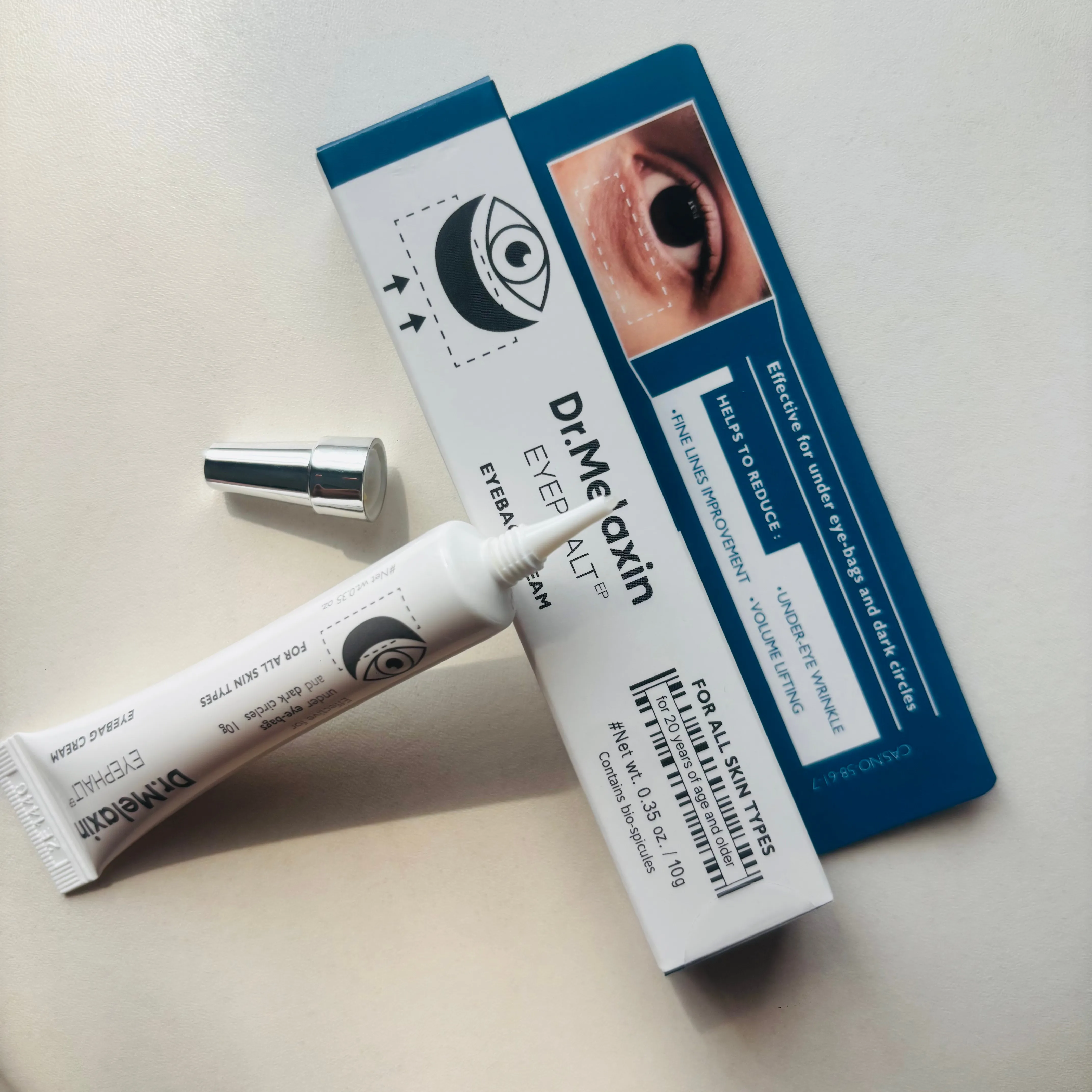 Dr.Melaxin Eye Repair Cream 10ml Fast Absorbing Moisturizer for Dry Under Eyes Fine Lines Puffiness Tired Looking Skin