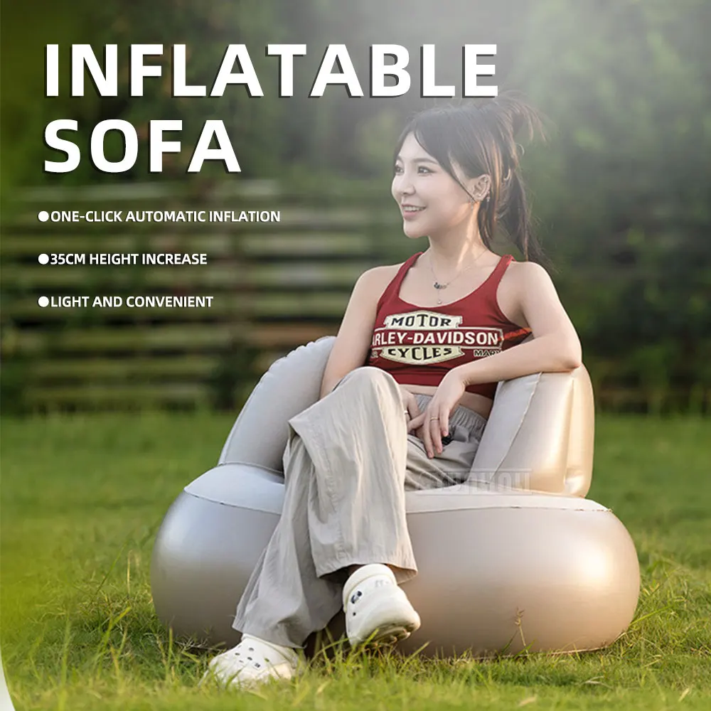 Self-Inflating Sofa Outdoor Camping Folding Inflatable Lounger Single-Person Portable Air Mattress