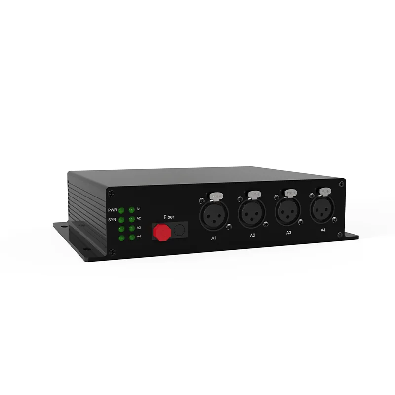 Desktop Size 4 Channel XLR  Over Fiber Broadcast Audio Transmitters  and Receiver,  40ohm 24bits Sampling Audio to Fiber