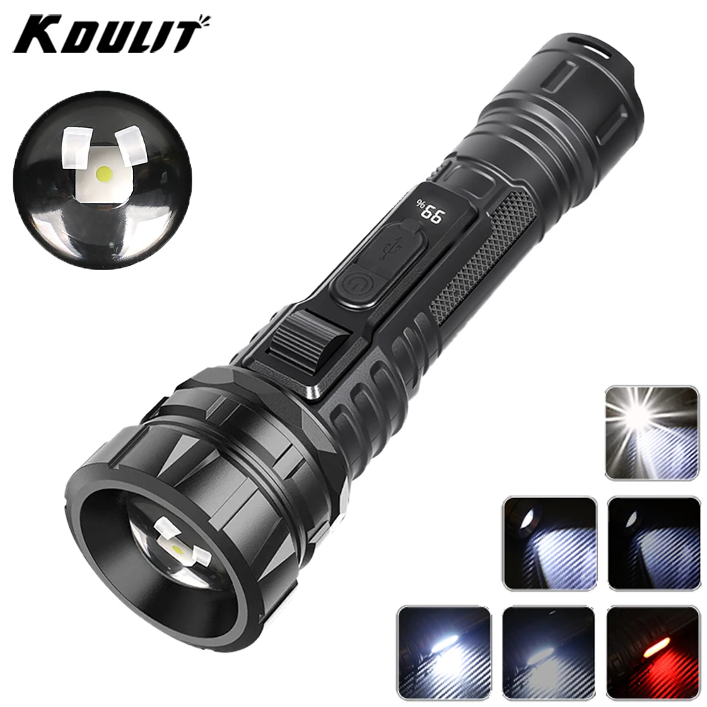 

KDULIT Super Bright LED COB Flashlights USB Rechargeable Torch Multifunctional Powerful Torch Lamp for Outdoor Emergency Camping
