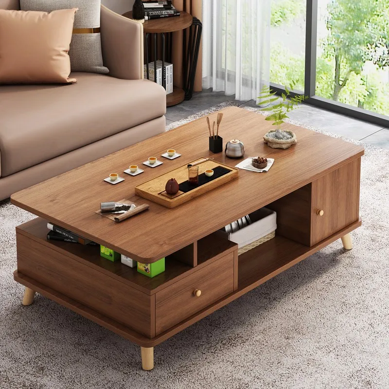 

Coffee table living room household 2026 new small apartment sofa tea table simple rental house with solid wood legs balcony tea