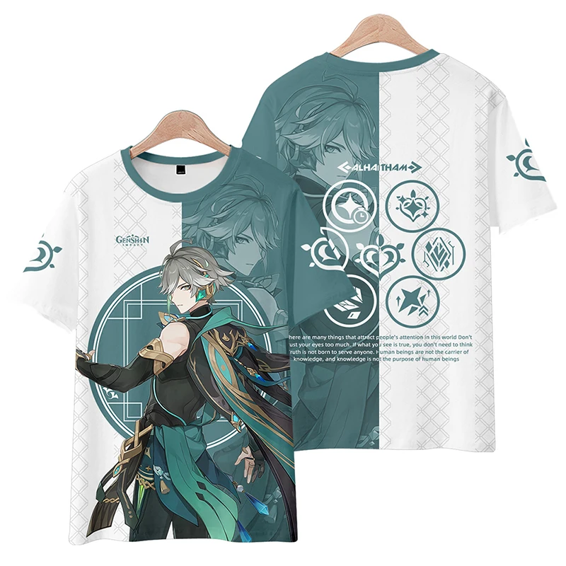 

2026 Genshin Impact Elhassen Clothes Top Round neck Short sleeve T-shirt Animation Game anime Peripheral Japanese Pain Clothes