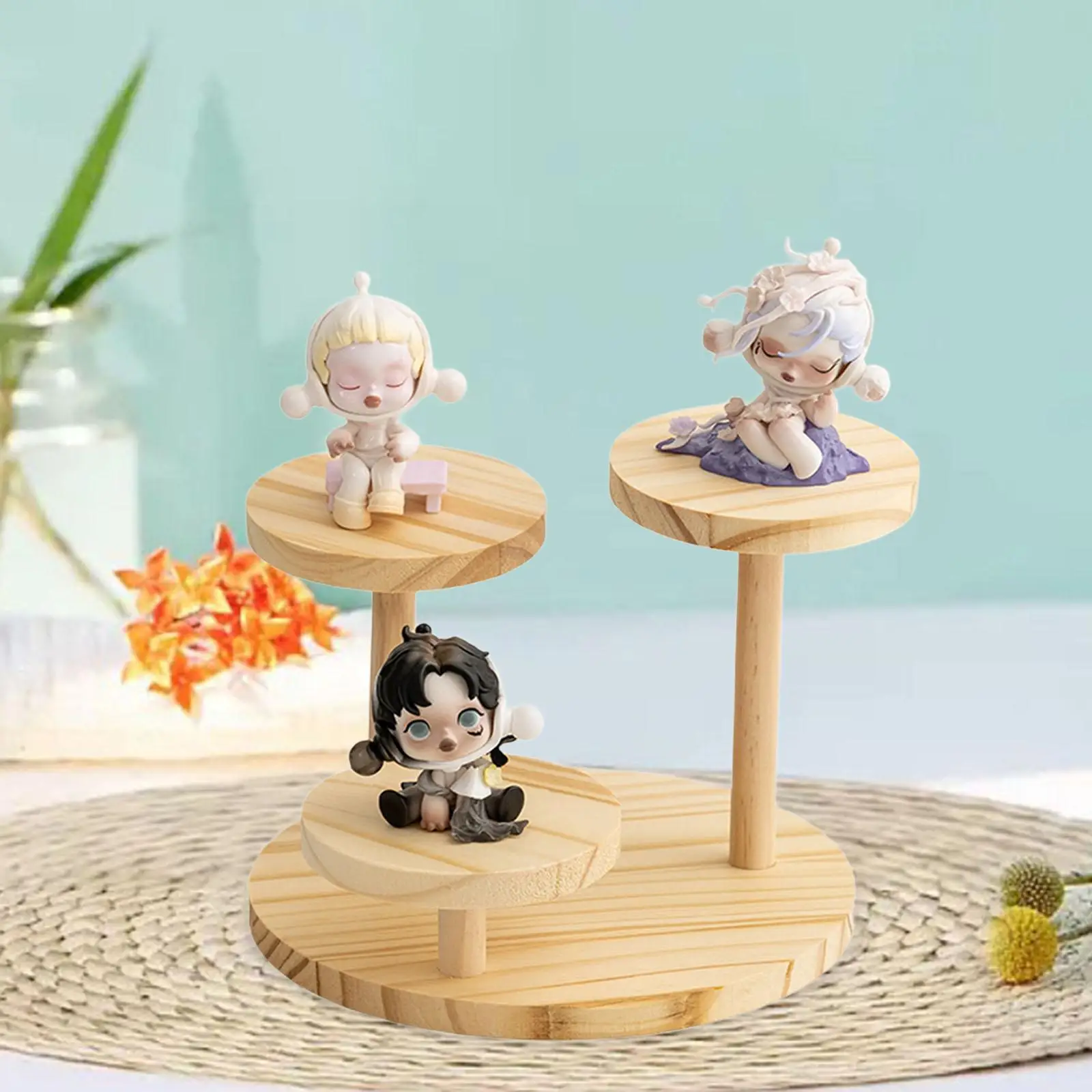 Wood Riser Multi Tier Perfume Holder Desktop Display Stand Display Rack for Mini Doll Miniature Jewelry Succulent Essential Oils