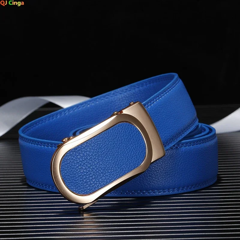 

Blue Belt for Men and Women, Automatic Buckle Belts, Fashion Casual Cinturon Female Waistband Green White Black Brown Red