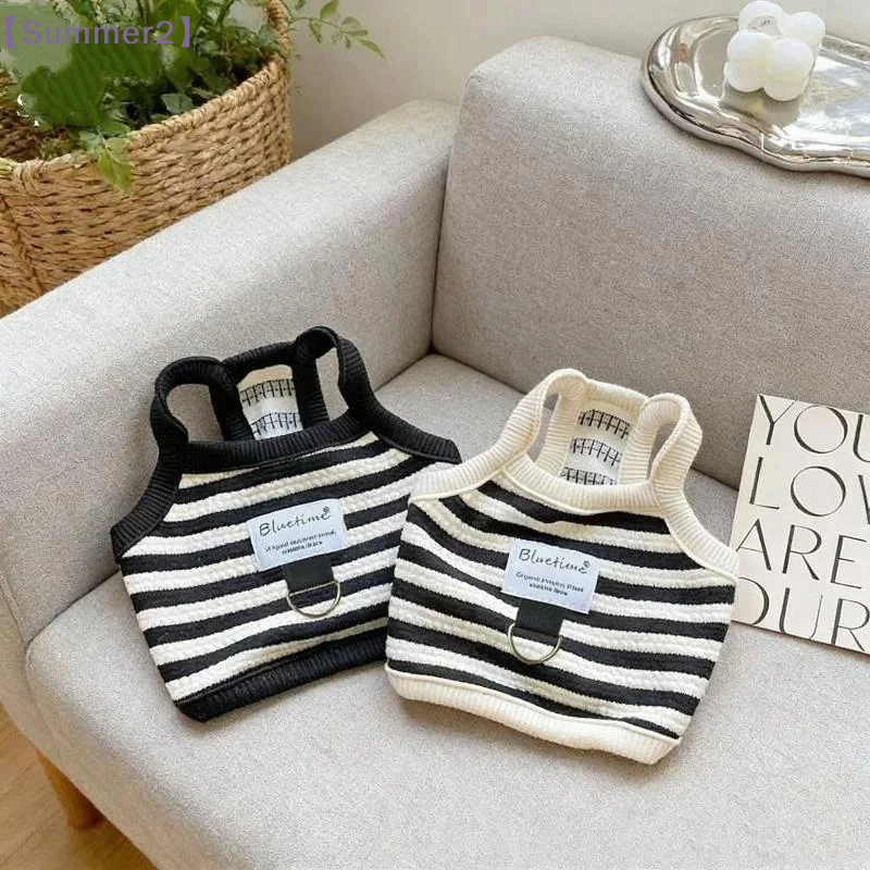 【Xia2】Breathable Striped Pet Vest Harness With Built In Leash Ring Fashion Vest For Small Dogs Cats Daily Walking Wear{S} - view 2