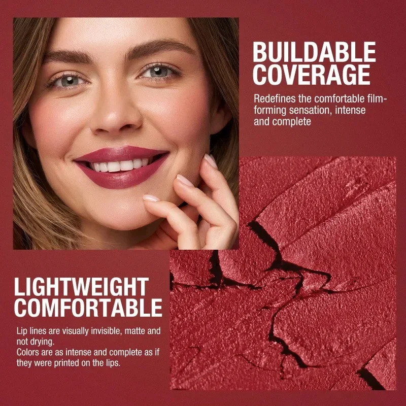 Rossetto liscio opaco - Smalto labbra a lunga durata, idratante e facile da applicare con design a penna rotante - Perfetto per tutti i giorni