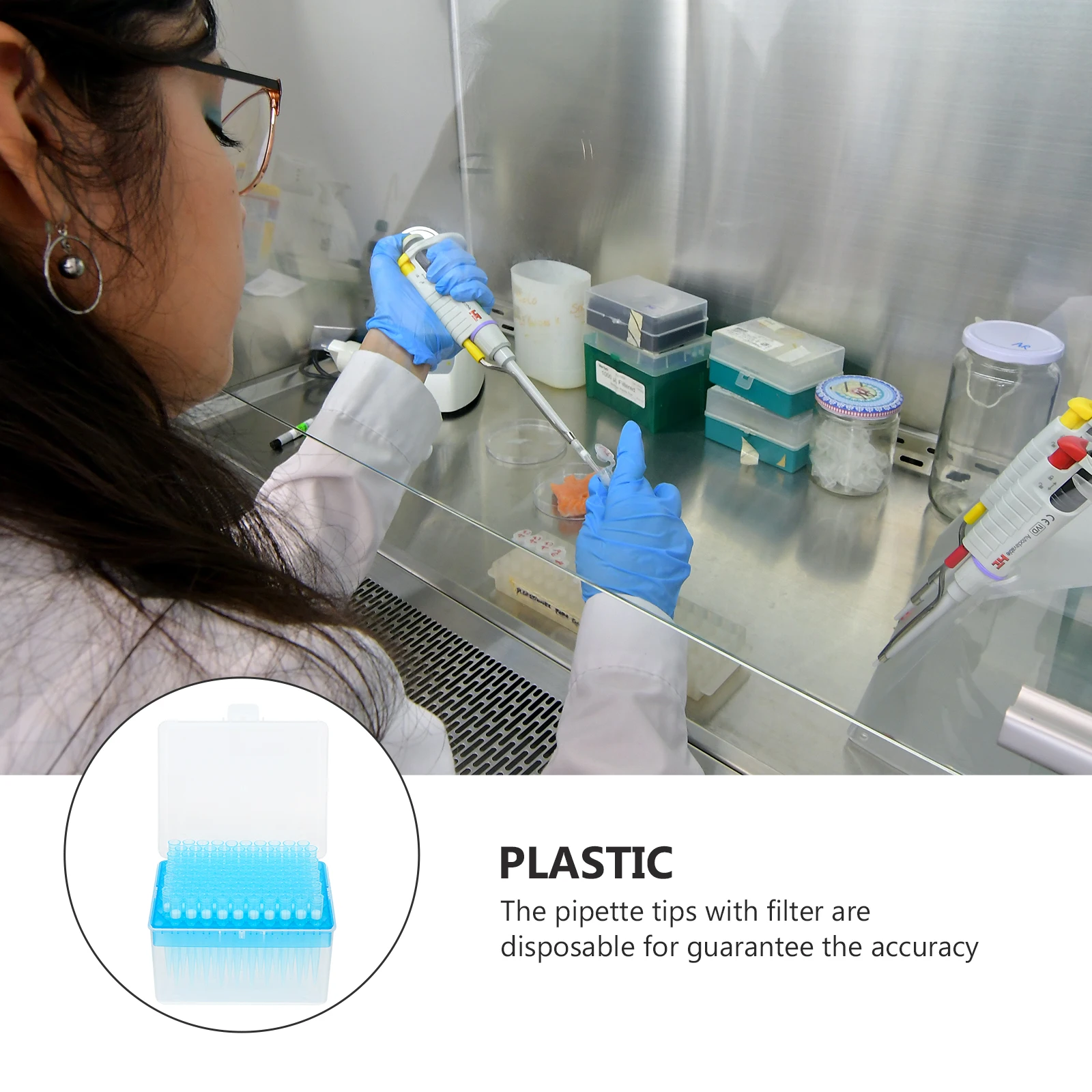 

96pcs Laboratory Filter Element Suction Head Pipette Tip Filtering Tips Plastic