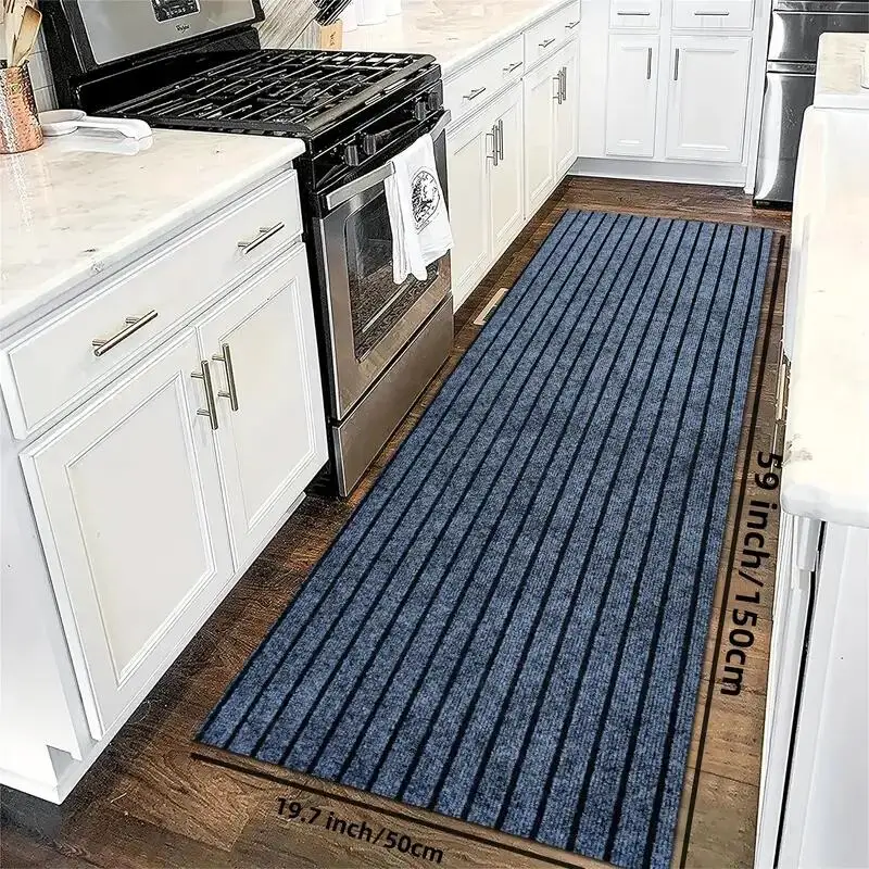 

Soft and Thick Striped Floor Mat for Kitchen, Anti-slip and Oil Proof, Durable Waterproof Carpet, Anti-Fouling Floor Mat