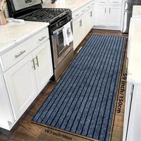 Soft and Thick Striped Floor Mat for Kitchen, Anti-slip and Oil Proof, Durable Waterproof Carpet, Anti-Fouling Floor Mat