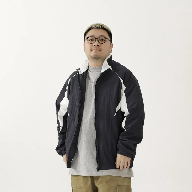 

COMXZ Мужская куртка для путешествий на открытом воздухе, ветровка с цветными блоками и воротником-стойкой, американская минималистичная спортивная одежда в стиле ретро, пальто